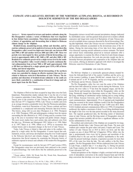 Climate and Lake-Level History of the Northern Altiplano, Bolivia, As Recorded in Holocene Sediments of the Rio Desaguadero