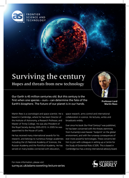 Surviving the Century Hopes and Threats from New Technology