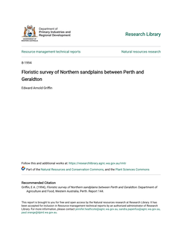 Floristic Survey of Northern Sandplains Between Perth and Geraldton
