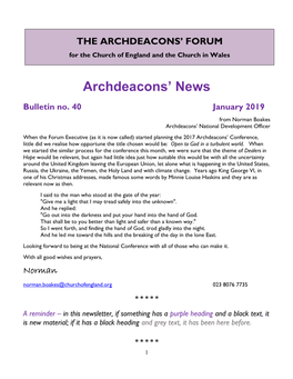 National Archdeacons' Forum Mailing