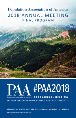 Paa2018 2018 Annual Meeting Sheraton Denver Downtown, Denver, Colorado • April 26-28