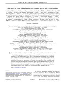 First Search for Dyons with the Full Moedal Trapping Detector in 13 Tev Pp Collisions