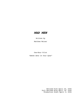 Mad Men Pilot Script