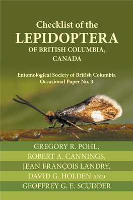 Checklist of the Lepidoptera of British Columbia 2015