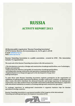 Russia Activity Report 2013