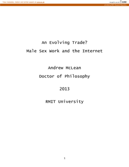 An Evolving Trade? Male Sex Work and the Internet Andrew Mclean