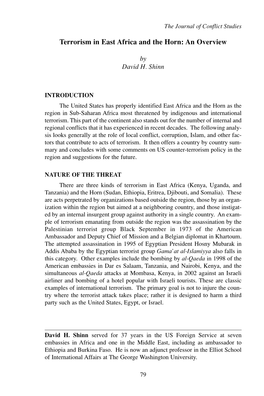 Terrorism in East Africa and the Horn: an Overview