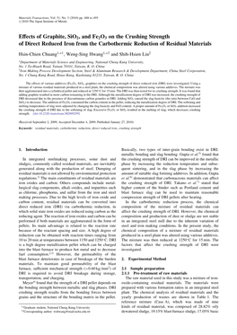 On the Crushing Strength of Direct Reduced Iron from the Carbothermic Reduction of Residual Materials