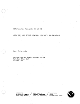 NOAA Technical Memorandum NWS WR-190