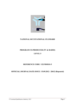 National Occupational Standard