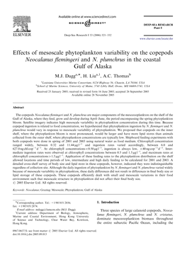 Effects of Mesoscale Phytoplankton Variability on the Copepods Neocalanus ﬂemingeri and N