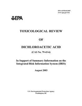 Toxicological Review of Dichloroacetic Acid (CAS No. 79-43