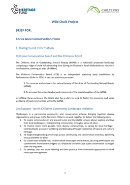 Wild Chalk Project BRIEF FOR: Focus Area Conservation Plans 1