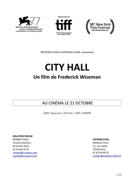 CITY HALL Un Film De Frederick Wiseman