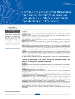 “Cactus Estrella” Astrophytum Ornatum (Cactaceae): Una Reviewed Drafts of the Paper