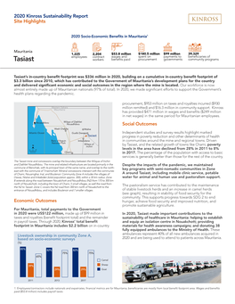 Tasiast Workers Benefits Paid Procurement Governments Community Programs