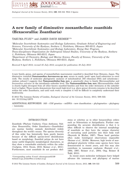 A New Family of Diminutive Zooxanthellate Zoanthids (Hexacorallia: Zoantharia)