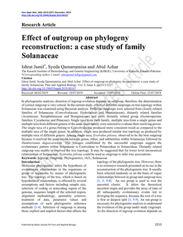 Effect of Outgroup on Phylogeny Reconstruction: a Case Study of Family Solanaceae