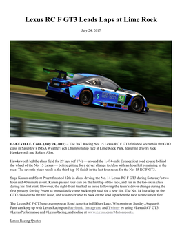 Lexus RC F GT3 Leads Laps at Lime Rock