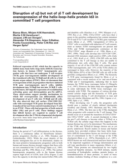 Disruption of Αβ but Not of Γδ T Cell Development by Overexpression of the Helix–Loop–Helix Protein Id3 in Committed T Cell Progenitors