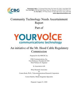 Community Technology Needs Ascertainment Report Part of An