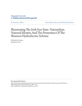 Nationalism, National Identity, and the Rp Omotion of the Shannon Hydroelectric Scheme Mckayla Kay Sutton Marquette University