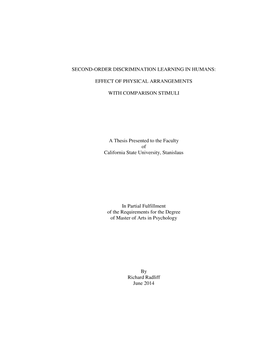 Second-Order Discrimination Learning in Humans: Effect