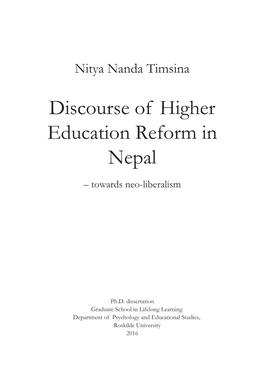 Discourse of Higher Education Reform in Nepal