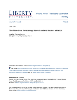 The First Great Awakening: Revival and the Birth of a Nation