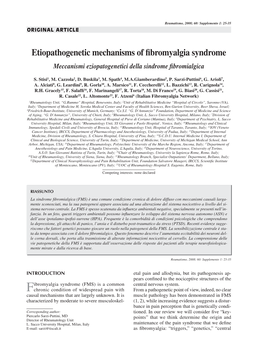 Etiopathogenetic Mechanisms of Fibromyalgia Syndrome