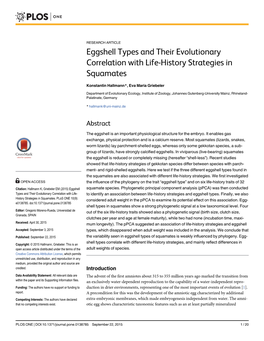 Eggshell Types and Their Evolutionary Correlation with Life-History Strategies in Squamates