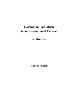 Colombian Folk Music in an International Context