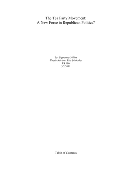 The Tea Party Movement: a New Force in Republican Politics?