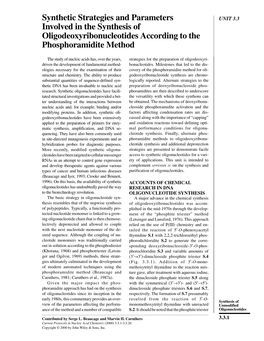 Synthetic Strategies and Parameters Involved in the Synthesis Of