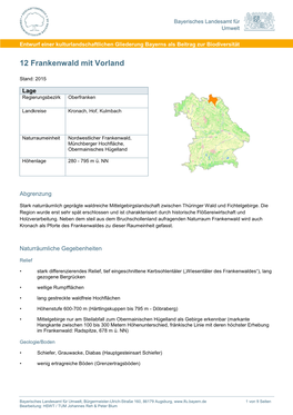 Steckbrief Kulturlanschaftsraum 12 Frankenwald Mit Vorland