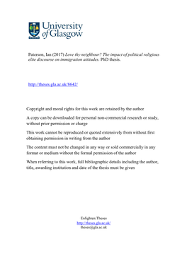 Love Thy Neighbour? the Impact of Political Religious Elite Discourse on Immigration Attitudes