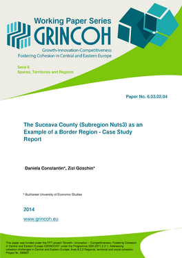 The Suceava County (Subregion Nuts3) As an Example of a Border Region - Case Study Report