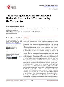 The Fate of Agent Blue, the Arsenic Based Herbicide, Used in South Vietnam During the Vietnam War