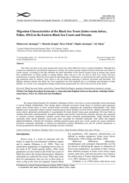 Migration Characteristics of the Black Sea Trout (Salmo Trutta Labrax