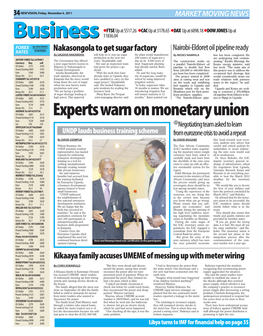 Experts Warn on Monetary Union