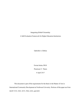 Integrating Global Citizenship: a Self-Evaluation Framework For