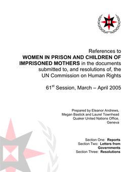 References to Women in Prison and Children of Imprisoned Mothers at the 61St Session Of