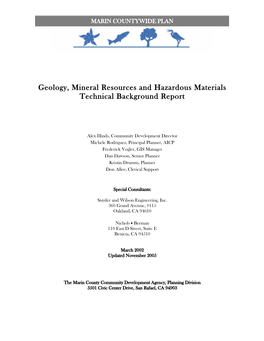 Geology, Mineral Resources and Hazardous Materials Technical Background Report