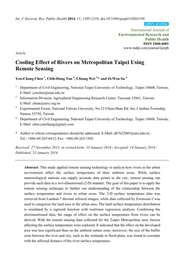 Cooling Effect of Rivers on Metropolitan Taipei Using Remote Sensing