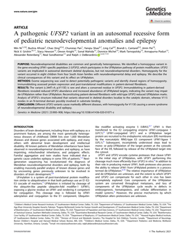 A Pathogenic UFSP2 Variant in an Autosomal Recessive Form