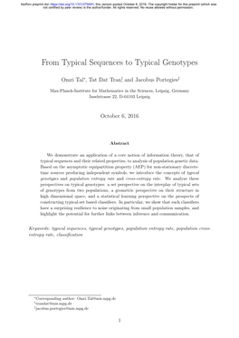 From Typical Sequences to Typical Genotypes