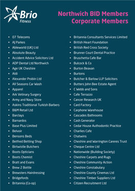 Northwich BID Members Corporate Members