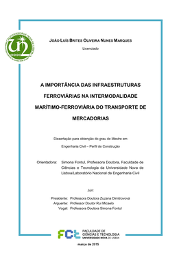 A Importância Das Infraestruturas Ferroviárias Na Intermodalidade Marítimo-Ferroviária Do Transporte De Mercadorias