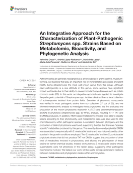 An Integrative Approach for the Characterization of Plant-Pathogenic Streptomyces Spp