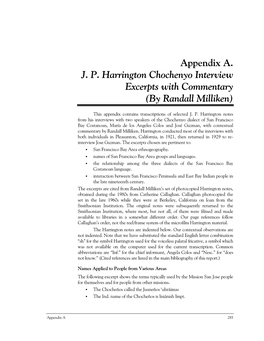 Appendix AJP Harrington Chochenyo Interview Excerpts with Commentary